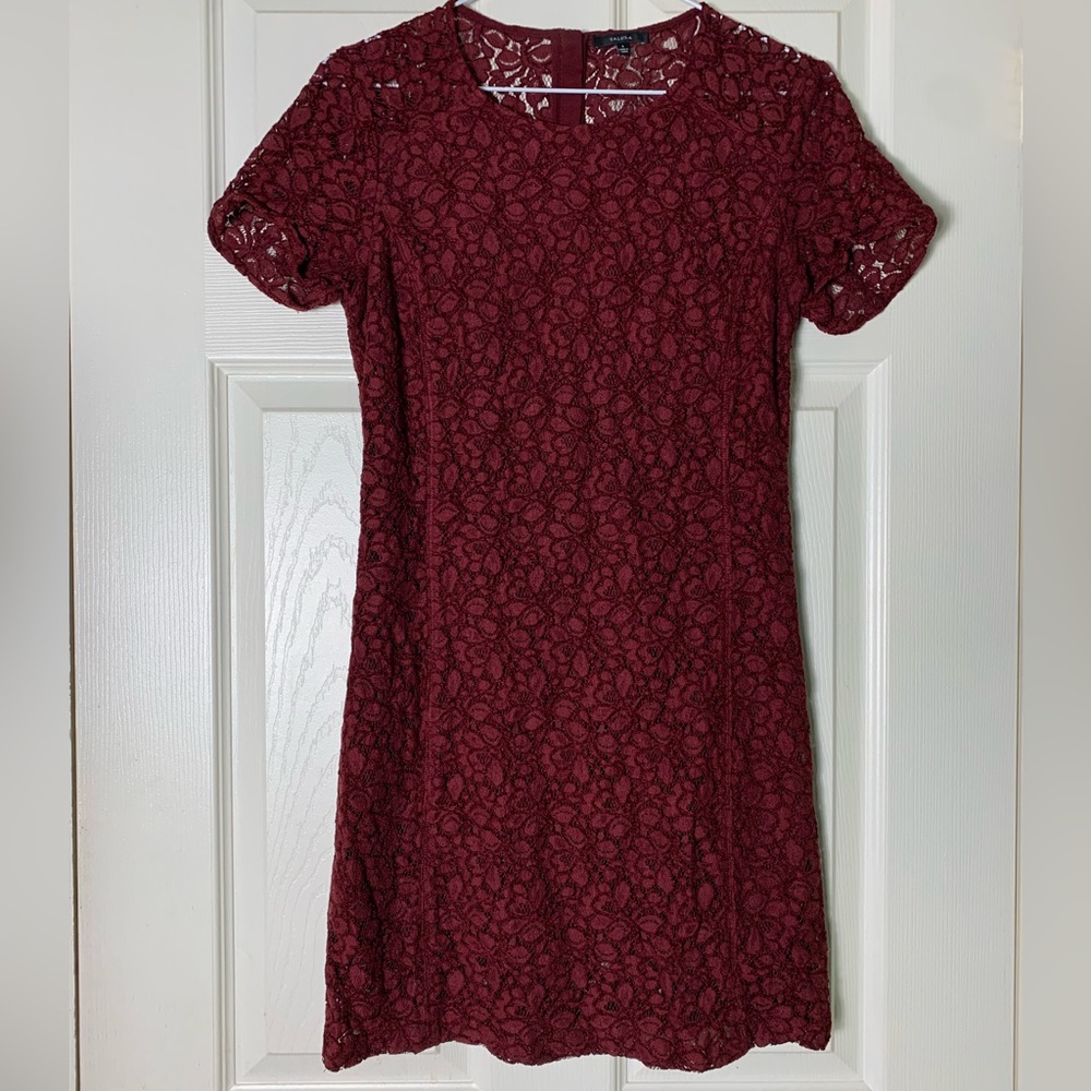 Talula | Burgundy Red Lace Mini Dress - 4